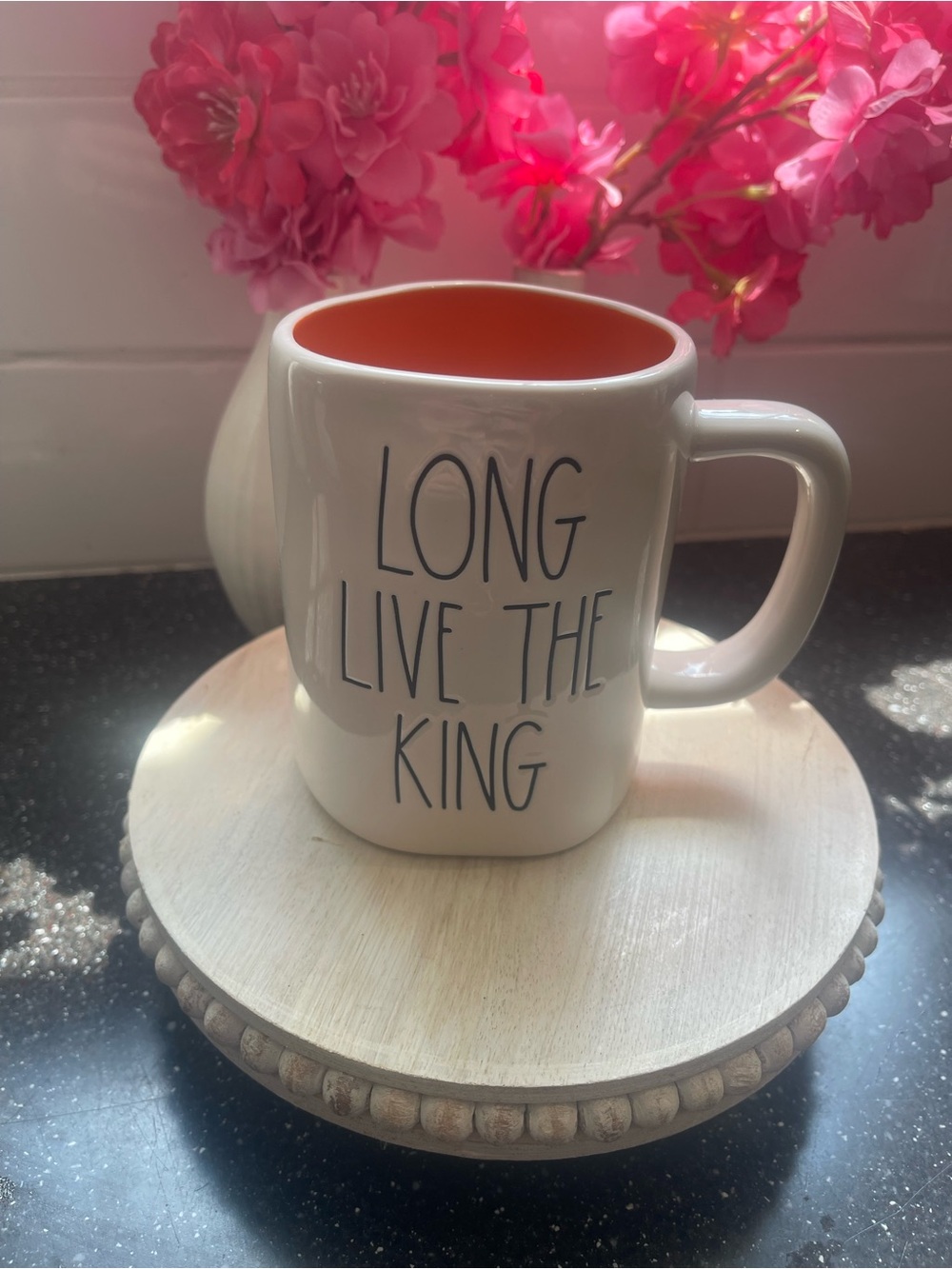 Rae Dunn White Mug with Orange Interior - "Long Live The King" - Picture 1 of 4